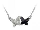 Black Color Butterfly Pendant made with Swarovski Elements on 16 Inch Adjustable Chain