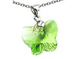 925 Sterling Silver Green Peridot Color Crystal Butterfly Pendant made with Swarovski Elements on 18 Inch