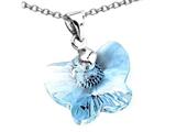 925 Sterling Silver Blue Aquamarine Color Crystal Butterfly Pendant made with Swarovski Elements on 18 Inch Chain
