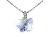 925 Sterling Silver Light Purple Tanzanite Color Crystal Butterfly Pendant made with Swarovski Elements on 18 Inch C