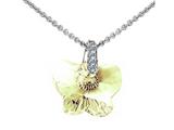 925 Sterling Silver Yellow Crystal Butterfly Pendant made with Swarovski Elements on 18 Inch Chain