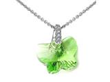 925 Sterling Silver Green Peridot Color Crystal Butterfly Pendant made with Swarovski Elements on 18 Inch Chain