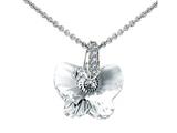 925 Sterling Silver Clear White Crystal Butterfly Pendant made with Swarovski Elements on 18 Inch Chain