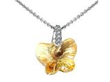 925 Sterling Silver Light Orange Crystal Butterfly Pendant made with Swarovski Elements on 18 Inch Cha