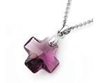 925 Sterling Silver Purple Color Crystal Cross Pendant made with Swarovski Elements on 18 Inch Chain
