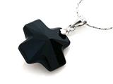 925 Sterling Silver Black Color Crystal Cross Pendant made with Swarovski Elements on 18 Inch Chain