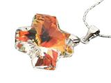 925 Sterling Silver Multicolor Crystal Cross Pendant made with Swarovski Elements on 18 Inch Chain