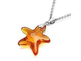 925 Sterling Silver Orange Color Crystal Starfish Pendant made with Swarovski Elements on 18 Inch Chain