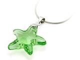 925 Sterling Silver Green Color Crystal Starfish Pendant made with Swarovski Elements on 18 Inch Chain