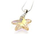 925 Sterling Silver Yellow Color Crystal Starfish Pendant made with Swarovski Elements on 18 Inch Chain