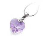 925 Sterling Silver Light Purple Color Crystal Heart Pendant made with Swarovski Elements on 18 Inch Chain
