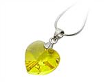 925 Sterling Silver Yellow Color Crystal Heart Pendant made with Swarovski Elements on 18 Inch Chain