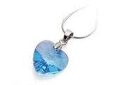 925 Sterling Silver Blue Color Crystal Heart Pendant made with Swarovski Elements on 18 Inch Chain