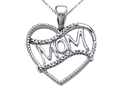 Genuine Heart Shaped Mom Pendant with Round Diamonds