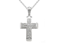 10K White Gold Genuine Diamond Cross Pendant