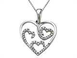 Genuine Diamond Heart Shaped Pendant with Three Internal Hearts