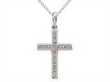 10K White Gold Genuine Diamond Cross Pendant