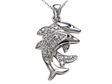Dolphin Pendant with Genuine Round Diamonds