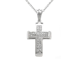 10K White Gold Genuine Diamond Cross Pendant