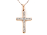 10K Rose Gold Genuine Diamond Cross Pendant