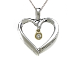 Genuine Heart Shaped Pendant with a Diamond Dangle