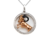 Sterling Silver Aries Zodiac Diamond Pendant