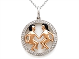 Sterling Silver Gemini Zodiac Diamond Pendant