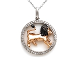 Sterling Silver Leo Zodiac Diamond Pendant