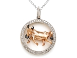 Sterling Silver Taurus Zodiac Diamond Pendant