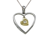 Genuine Heart Shaped Pendant with a Diamond Heart Dangle