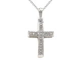 10K White Gold Genuine Diamond Cross Pendant