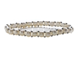 Genuine Button Pearl Stretchable Bracelet with Silver beads