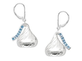 Sterling Silver Medium Flat Back Shaped Hershey`s Kiss Lever Back Earrings