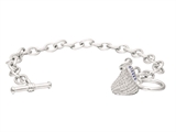 Sterling Silver with CZ Small Flat Back Shaped Hershey`s Kiss Bracelet with One Hershey`s Kiss