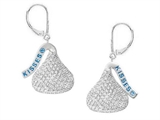Sterling Silver with CZ Small Flat Back Shaped Hershey`s Kiss Lever Back Earrings