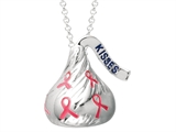 Sterling Silver Medium Flat Back Shaped Breast Cancer Awareness Hershey`s Kiss Pendant