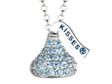 March Birthstone CZ`s Small Flat Back Shaped Hershey`s Kiss Pendant- Free 16 to 18 Inch Adjustable Chain Included