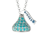 December Birthstone CZ`s Small Flat Back Shaped Hershey`s Kiss Pendant- Free 16 to 18 Inch Adjustable Chain Included