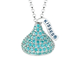 December Birthstone CZ`s Medium Flat Back Shaped Hershey`s Kiss Pendant- Free 16 to 18 Inch Adjustable Chain Included