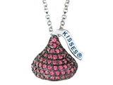 July Birthstone CZ`s Medium Flat Back Shaped Hershey`s Kiss Pendant- Free 16 to 18 Inch Adjustable Chain Included