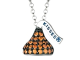 January Birthstone CZ`s Small Flat Back Shaped Hershey`s Kiss Pendant- Free 16 to 18 Inch Adjustable Chain Included
