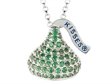 August Birthstone CZ`s Medium Flat Back Shaped Hershey`s Kiss Pendant- Free 16 to 18 Inch Adjustable Chain Included