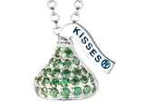 August Birthstone CZ`s Small Flat Back Shaped Hershey`s Kiss Pendant- Free 16 to 18 Inch Adjustable Chain Included