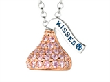 October Birthstone CZ`s Small Flat Back Shaped Hershey`s Kiss Pendant- Free 16 to 18 Inch Adjustable Chain Included