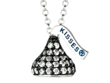 June Birthstone CZ`s Small Flat Back Shaped Hershey`s Kiss Pendant- Free 16 to 18 Inch Adjustable Chain Included