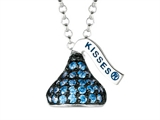 September Birthstone CZ`s Small Flat Back Shaped Hershey`s Kiss Pendant- Free 16 to 18 Inch Adjustable Chain Included