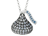 June Birthstone CZ`s Medium Flat Back Shaped Hershey`s Kiss Pendant- Free 16 to 18 Inch Adjustable Chain Included