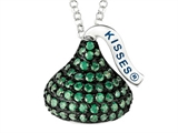 May Birthstone CZ`s Medium Flat Back Shaped Hershey`s Kiss Pendant- Free 16 to 18 Inch Adjustable Chain Included