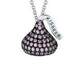 February Birthstone CZ`s Medium Flat Back Shaped Hershey`s Kiss Pendant- Free 16 to 18 Inch Adjustable Chain Included