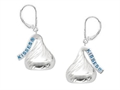 Sterling Silver Medium Flat Back Shaped Hershey`s Kiss Lever Back Earrings